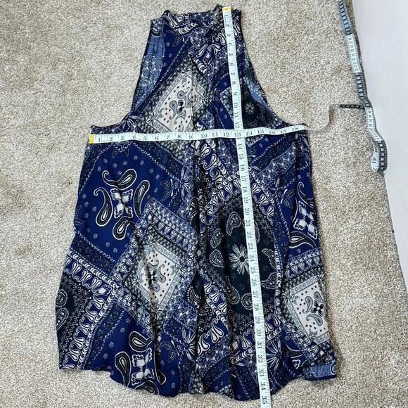 Intimately Free People Beaux Slip Dress Small Blue Bandanna Print Mini Boho - Picture 12 of 12